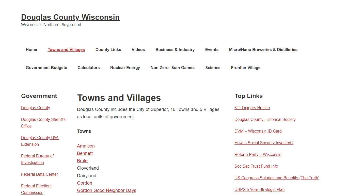 Towns and Villages | Douglas County Wisconsin
