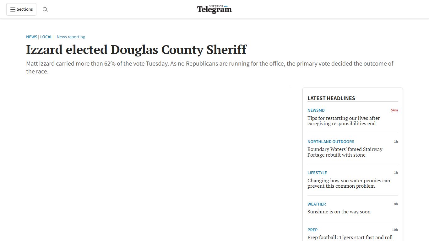 Izzard elected Douglas County Sheriff - Superior Telegram | News ...